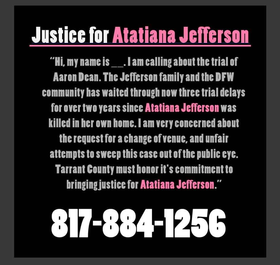 Don't Delay Justice, Call-in Campaign to Support Atatiana Jefferson